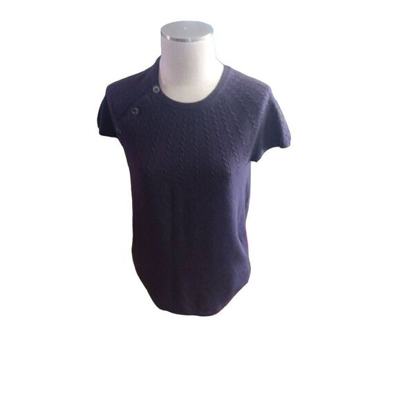 Deep plum 2 ply Cashmere luxury short sleeve - Picture 1 of 3